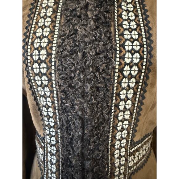 Vintage 70s Leather Penny‎ Lane Coat Embroidered Size S Hippie Boho Dan Di Modes - Picture 4 of 16